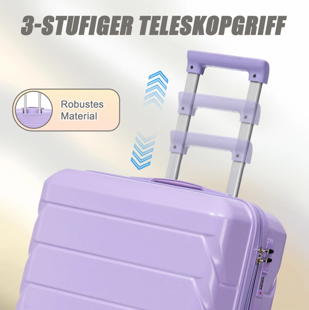Set valigie rigide ULEVR 4 pezzi 19/24/28 pollici con beauty case 14 pollici, ABS blu e viola