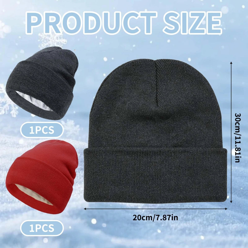Set di 2 berretti invernali – bordeaux e grigio scuro, unisex, morbidi e caldi