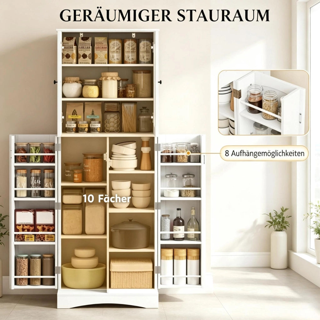 Credenza da cucina bianca con vetrina in acrilico, 60 × 40 × 162 cm