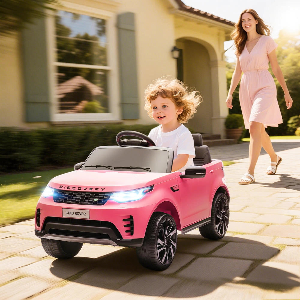 Auto Elettrica per Bambini Licenza Land Rover Discovery con Telecomando e Fari LED, Sospensioni, Rosa, 105x68.5x58 cm