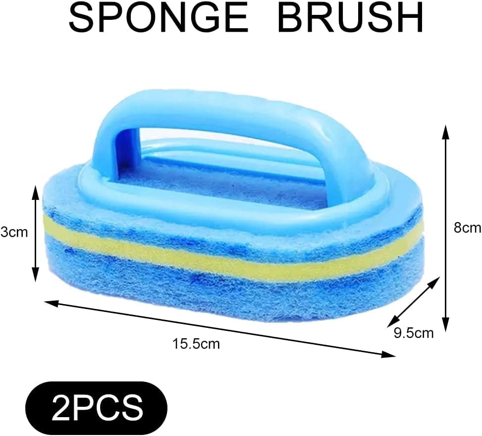 Set di 2 spazzole per la pulizia con manico, ideali per bagno, cucina e piastrelle