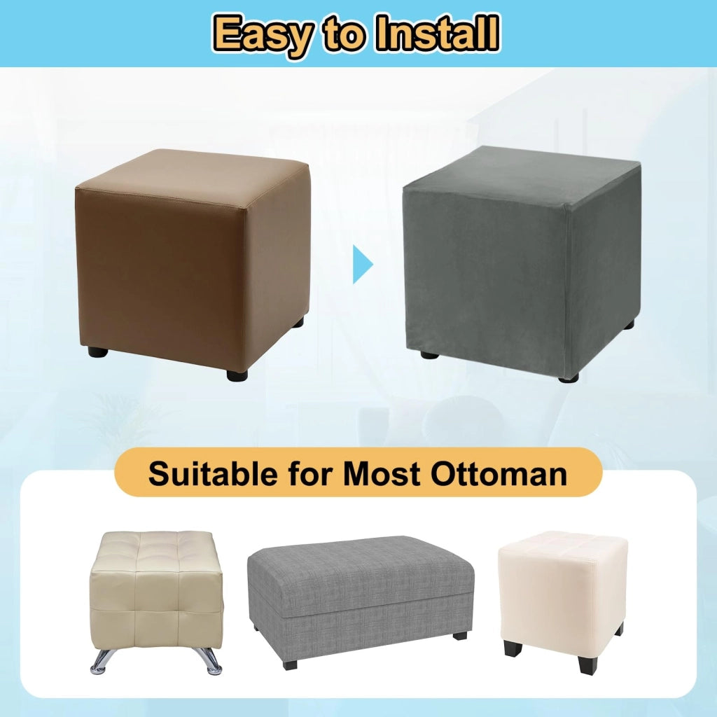 Copertura elastica per pouf, taglia S-Large, grigio scuro, 50-76 cm