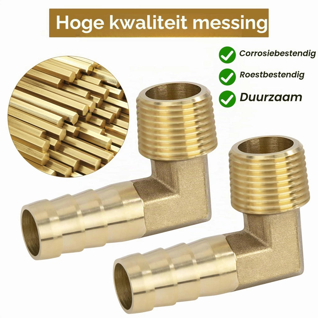 Raccordo a 90° in ottone, da 12 mm a 3/8" – confezione da 2 pezzi