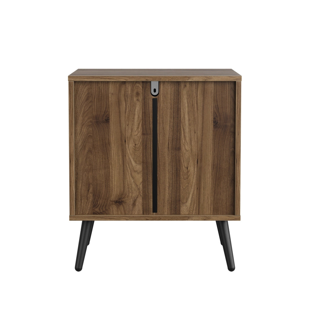 Comodino 45x40x53 cm con cassetto e vano a giorno in MDF; noce e nero