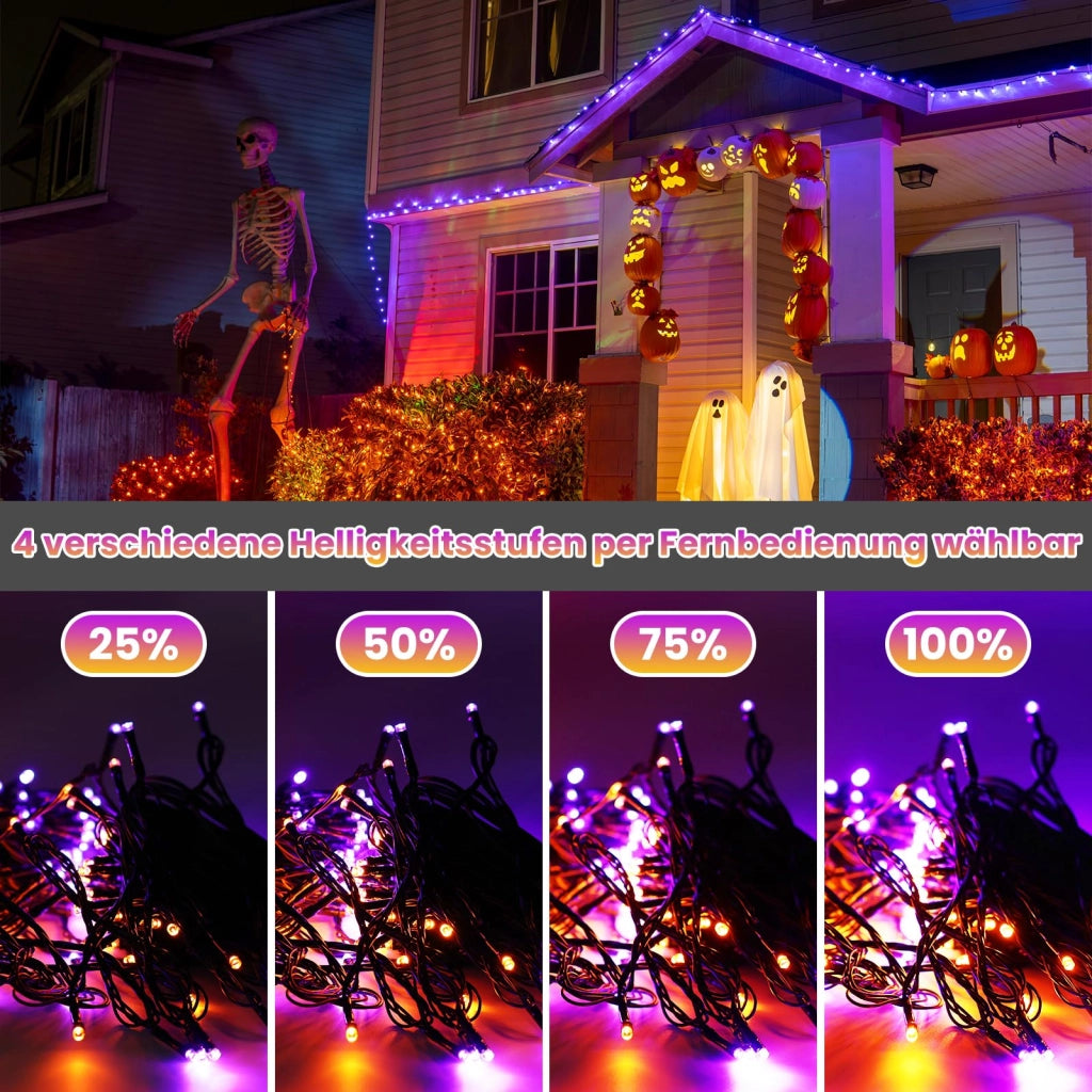 Catena luminosa LED da 30 metri per Halloween, con 300 LED, telecomando e timer