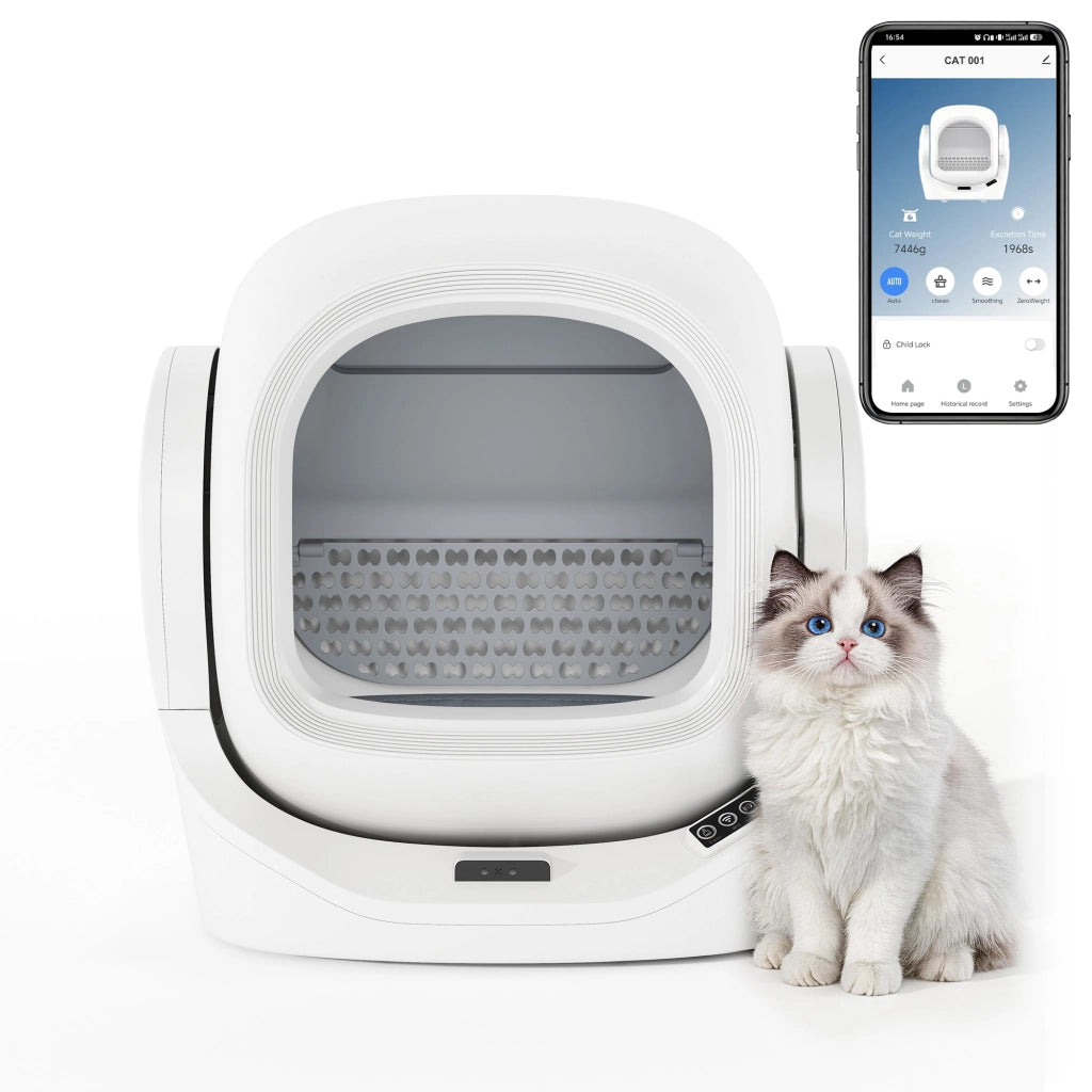 Lettiera automatica per gatti con app, ABS e PC bianca 51.5 × 45.5 × 56.5 cm