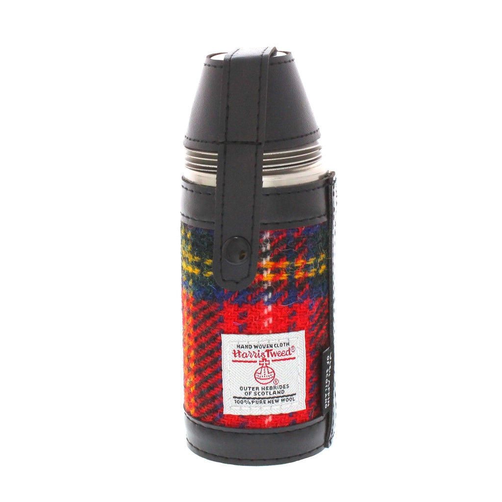 Borraccia da caccia con 4 bicchieri, in tessuto Harris Tweed o Royal Stewart, dimensioni 12x6x5 cm