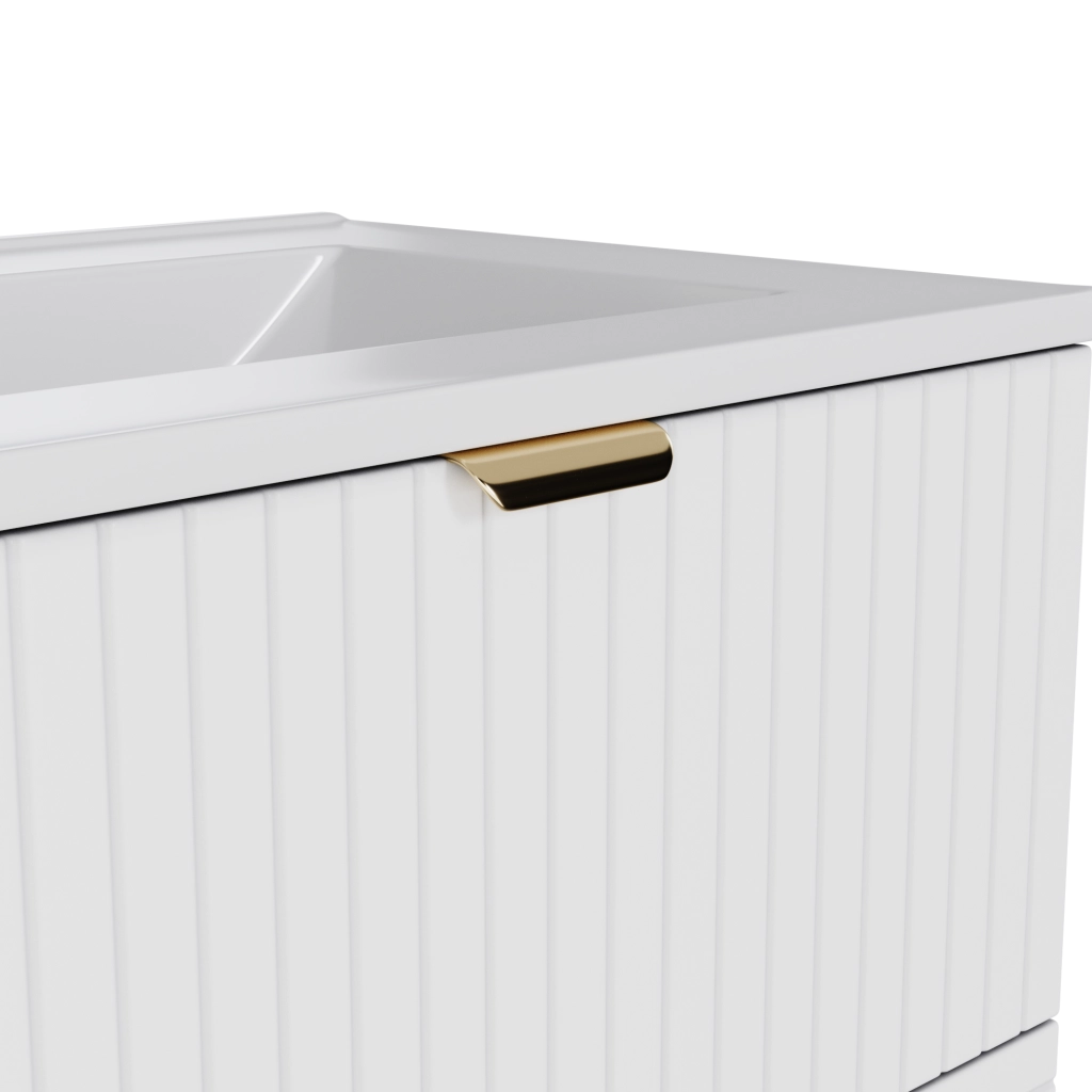 Mobile lavabo sospeso 61 × 46 × 57 cm con due cassetti silenziosi in MDF laccato bianco e lavabo in ceramica