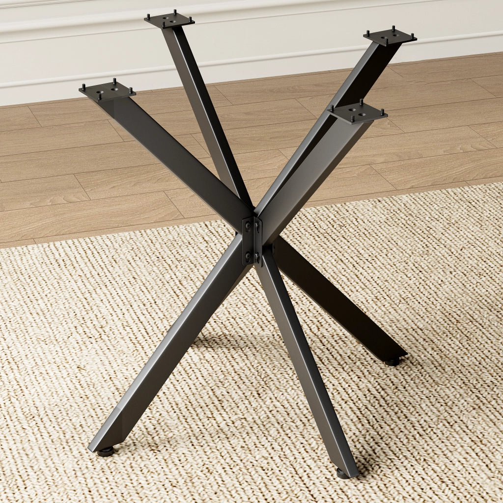 Tavolo quadrato 80x80x75 cm con struttura a X; piedini regolabili; metallo e pannello truciolare nero