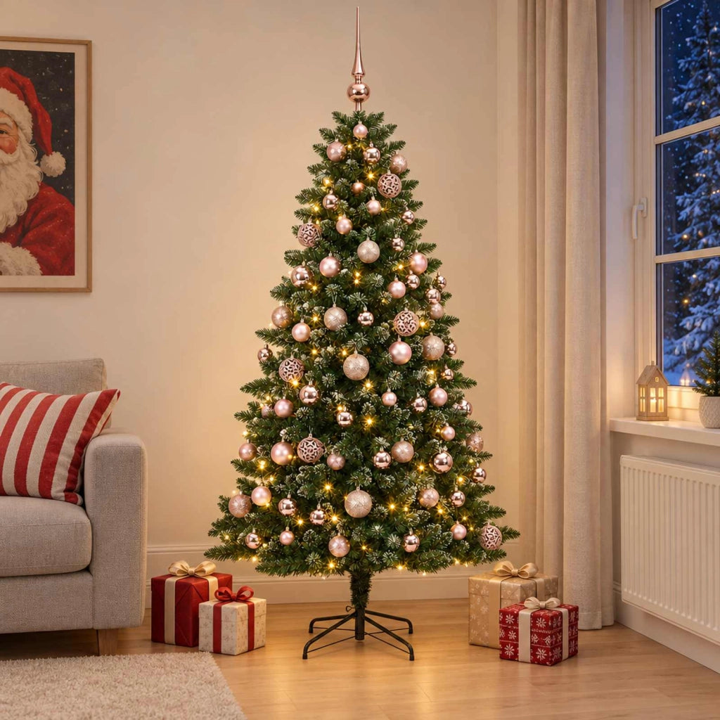 Albero di Natale Artificiale con Palline 210 cm 300 LED 3466723