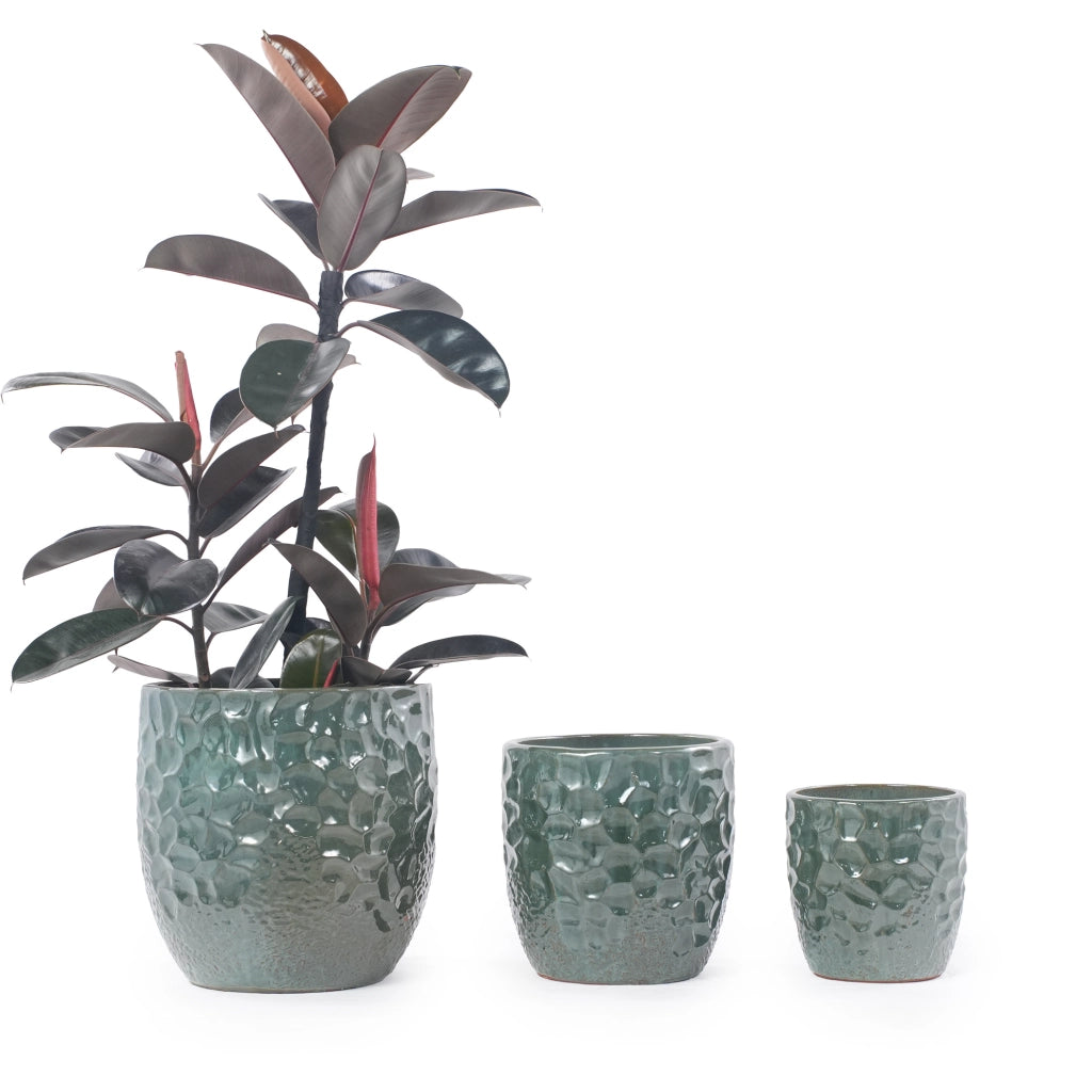Vaso in ceramica verde scuro Ø 18 cm con foro di drenaggio