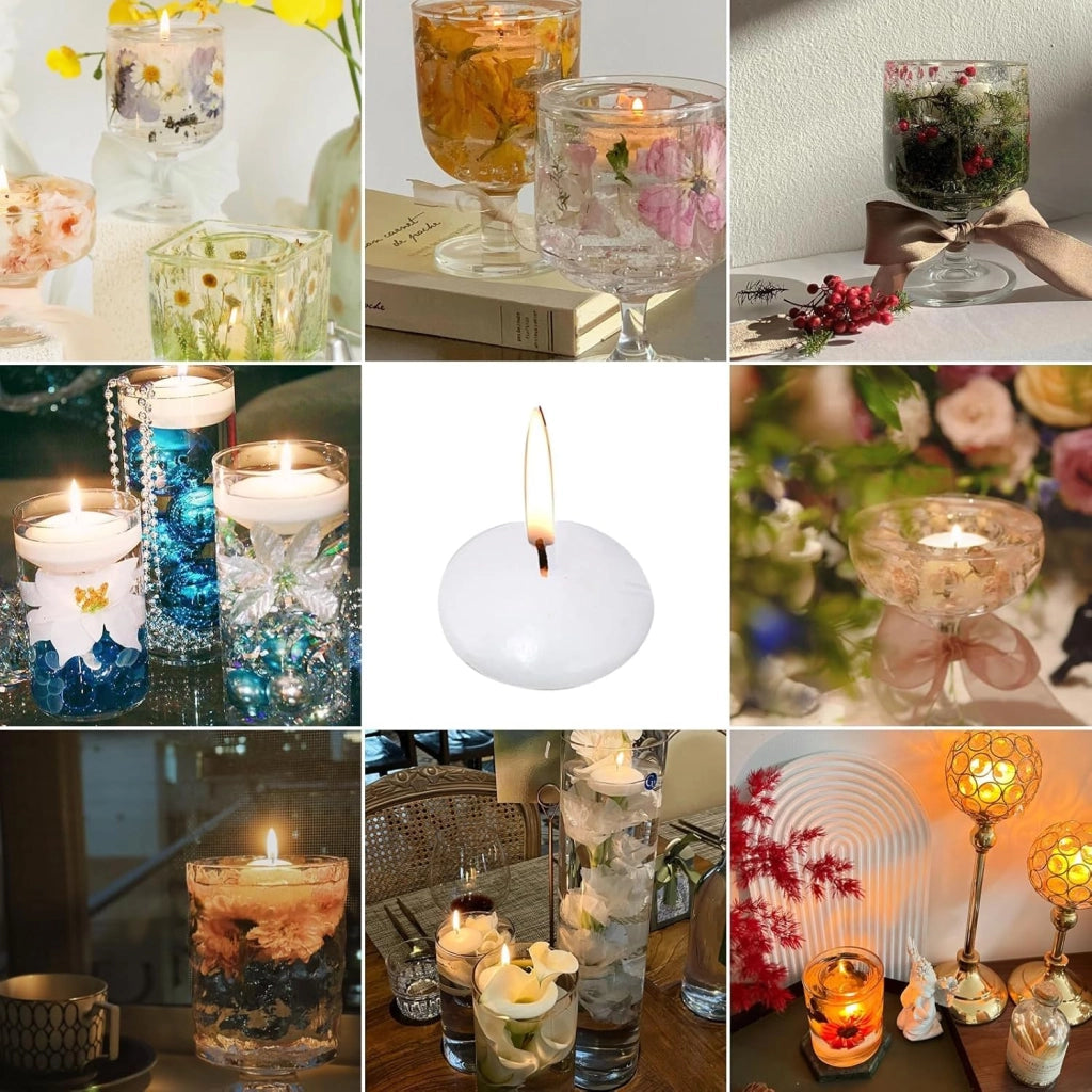 Candele galleggianti, 30 pezzi, bianche, senza profumo, 4 cm