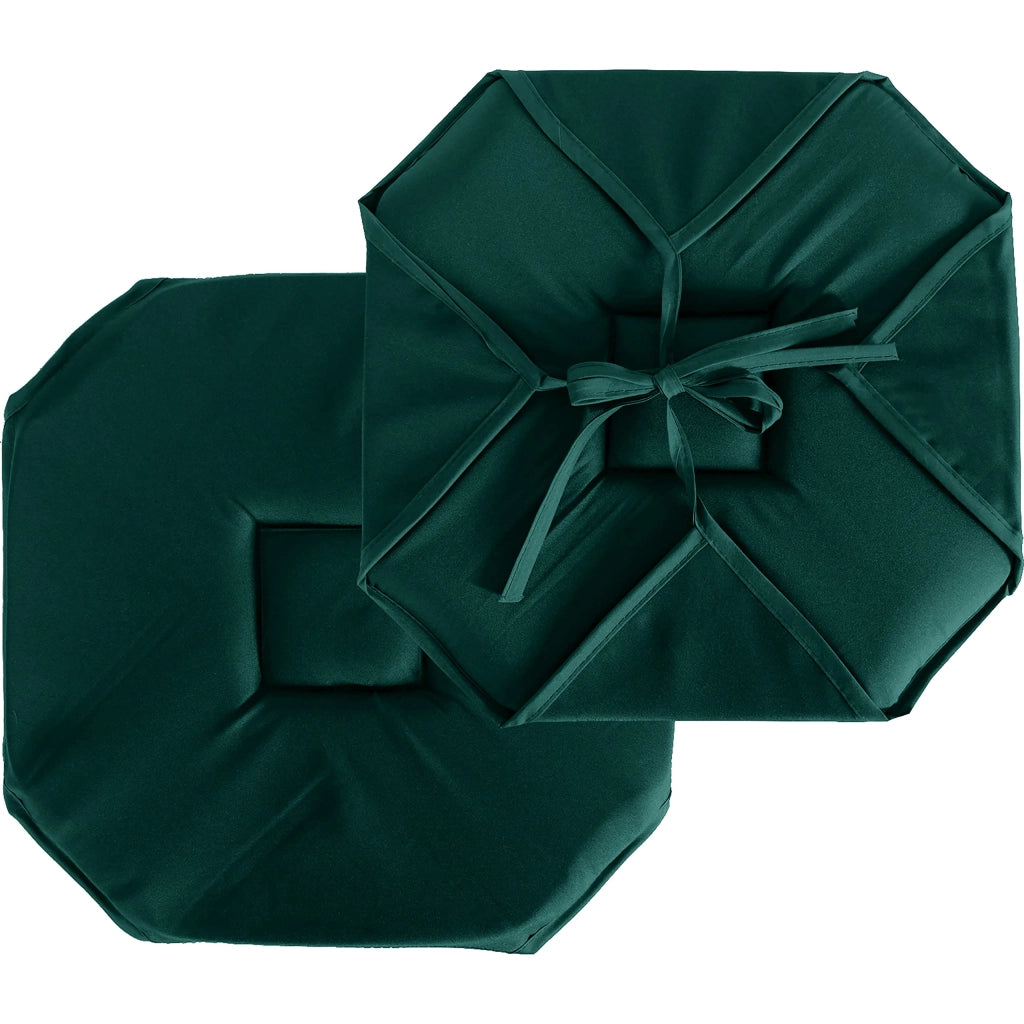 Cuscini per sedia, 40x40 cm, verde scuro, in poliestere, reversibili, con passanti