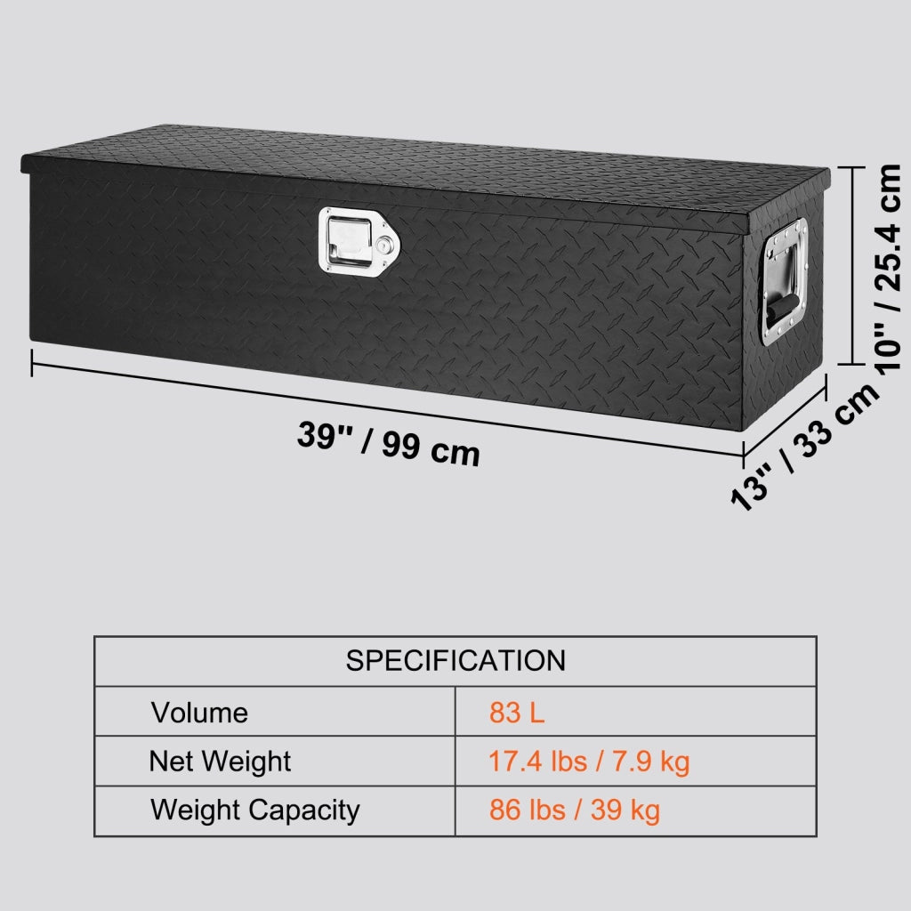 Cassetta degli Attrezzi JL-TB19-2 in Alluminio Mandorlato per Camioncino e Furgone Robusta e Impermeabile 99 x 33 x 25,4 cm 83L