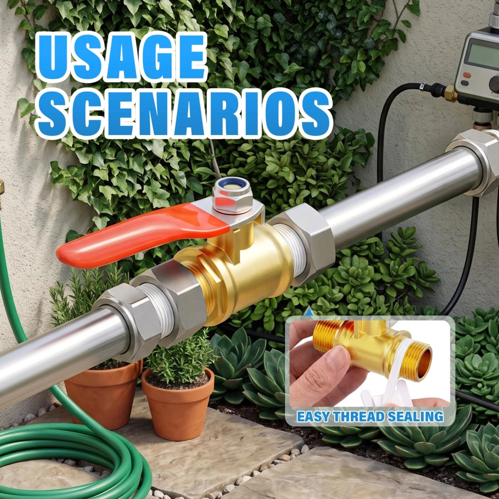 Confezione da 2 valvole a sfera da 1/2" con filettatura BSP, in ottone, con filettatura esterna