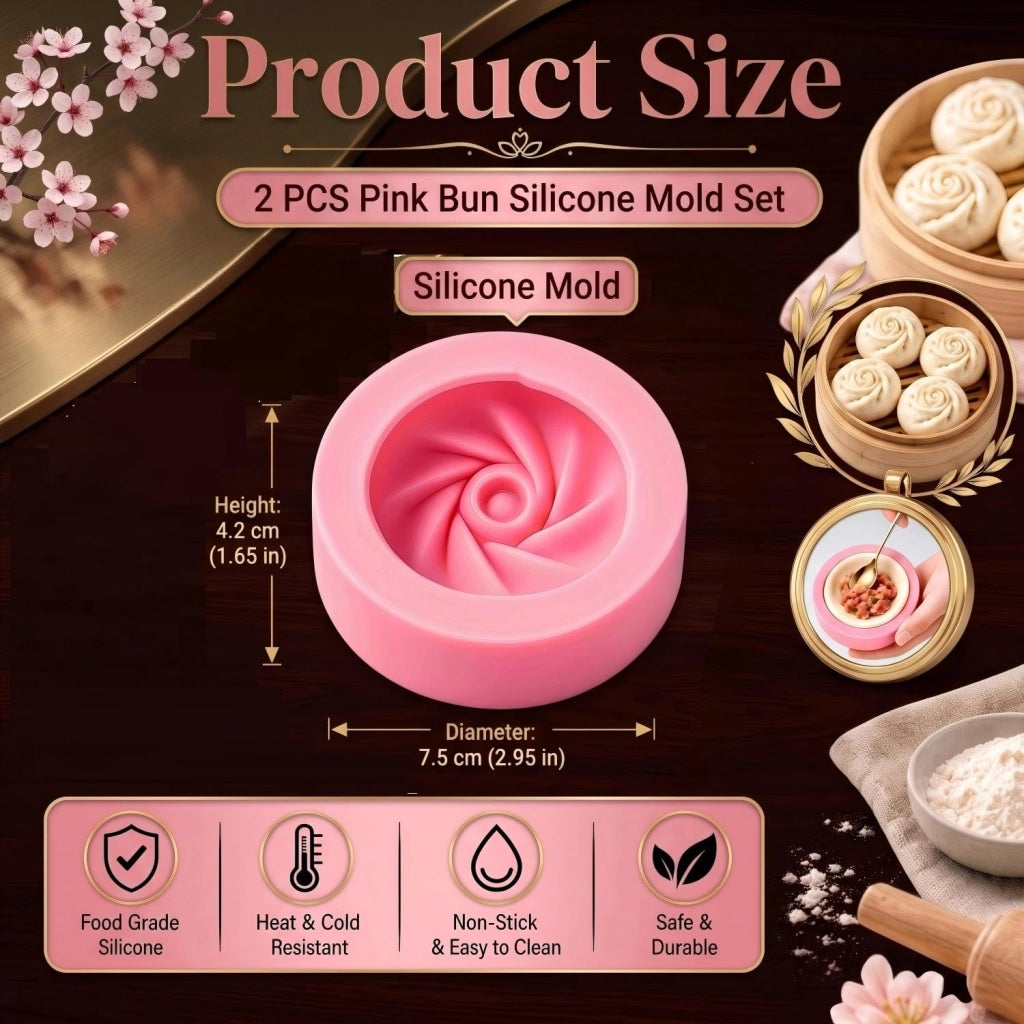 Set di 2 stampi in silicone per baozi, ideali per modellare l'impasto a mano