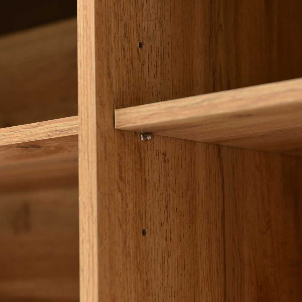 Credenza 160 × 35 × 76 cm con tre ante e ripiani regolabili in MDF e pannello truciolare legno naturale e nero