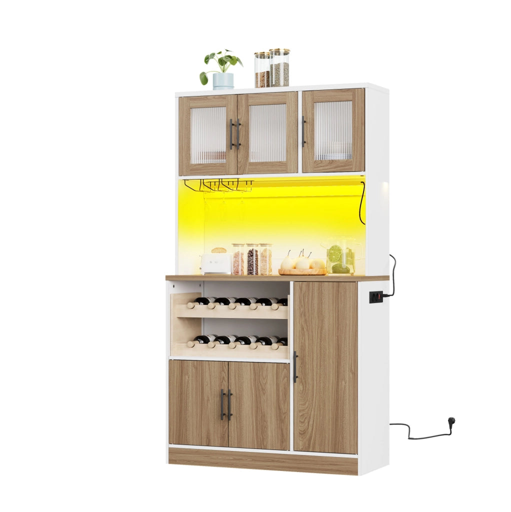 Mobile dispensa da cucina con illuminazione, prese e portabottiglie