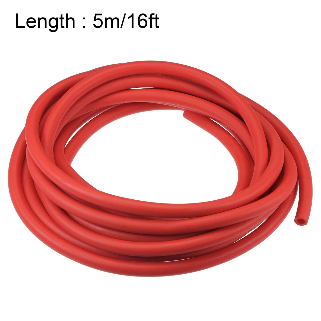 Tubo in gomma, 6x10 mm, 5 metri, rosso, in lattice naturale, elastico