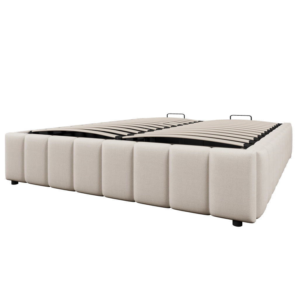 Letto contenitore 140x200 beige senza testiera