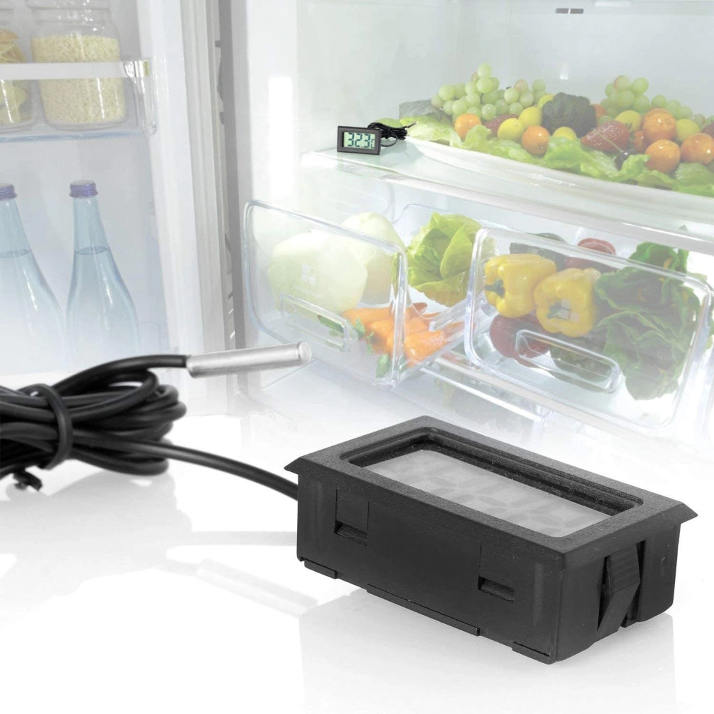 Termometro LCD con sensore esterno, da -50 a +110 °C, colore nero