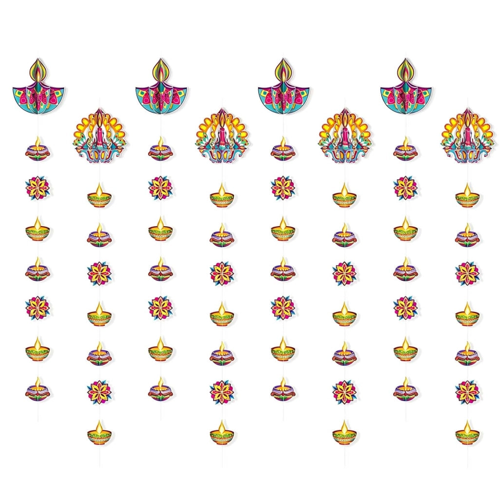 Set di decorazioni pensili in carta, 8 pezzi, tema Diwali, colorate