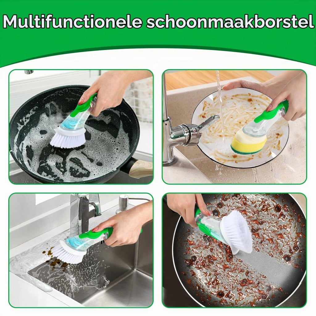 Spazzola per la pulizia con dispenser, 2 teste, 29 cm, blu