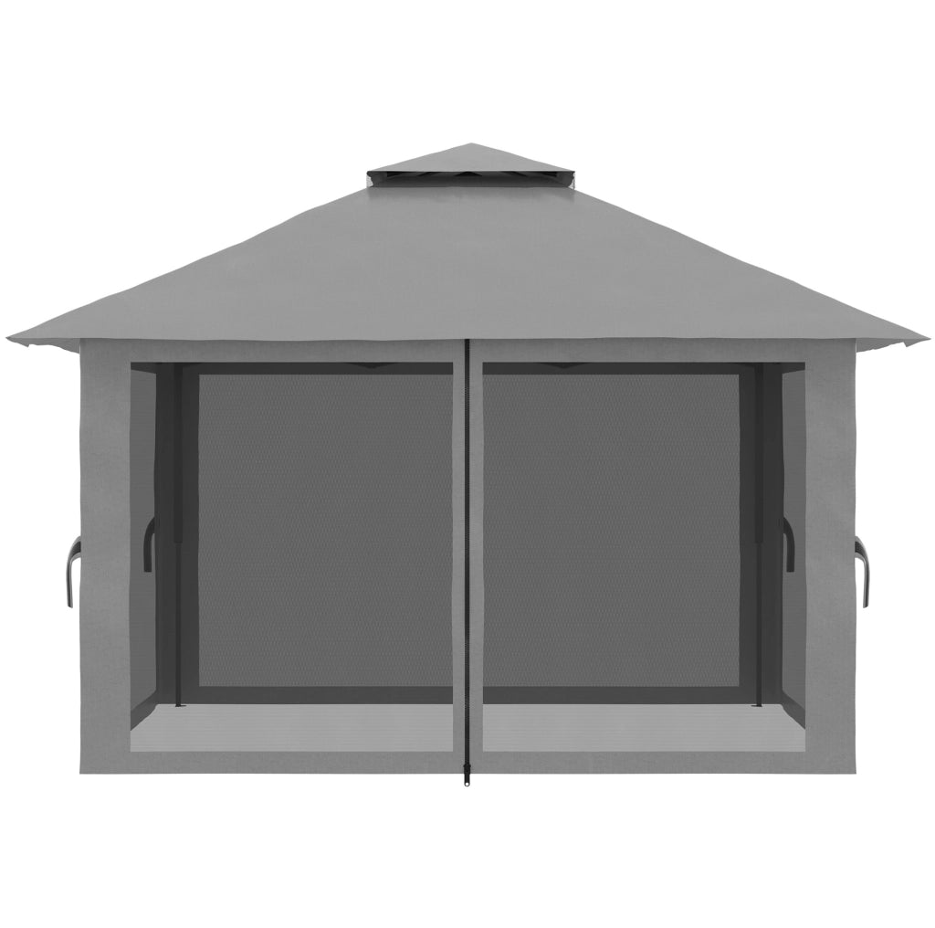 Gazebo pieghevole 392x392 cm grigio scuro ferro; altezza regolabile