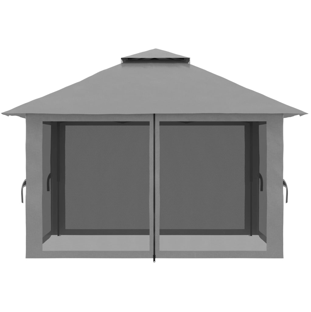 Gazebo pieghevole 392x392 cm grigio scuro ferro; altezza regolabile