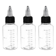Confezione da 3 flaconi dosatori da 50 ml, trasparenti/neri, in PET