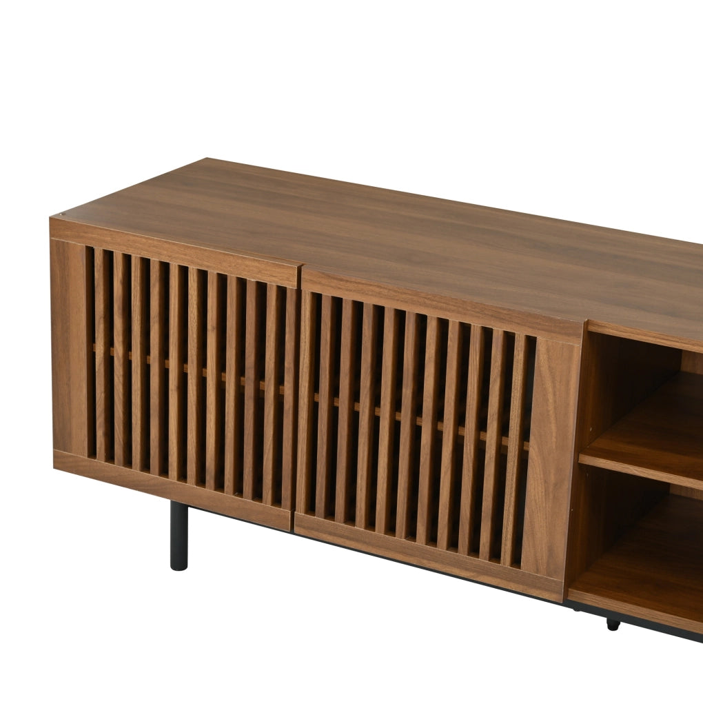 Mobile porta televisore 160 cm in MDF, finitura noce e nera