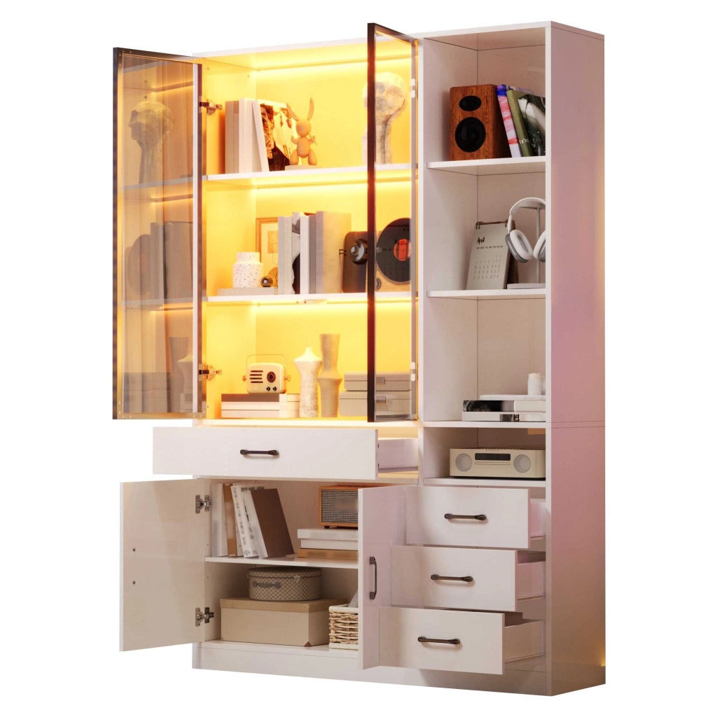 Letto contenitore 120x35 cm con LED; USB/Type-C; cassetti; Particle Board; bianco – SuerZaro
