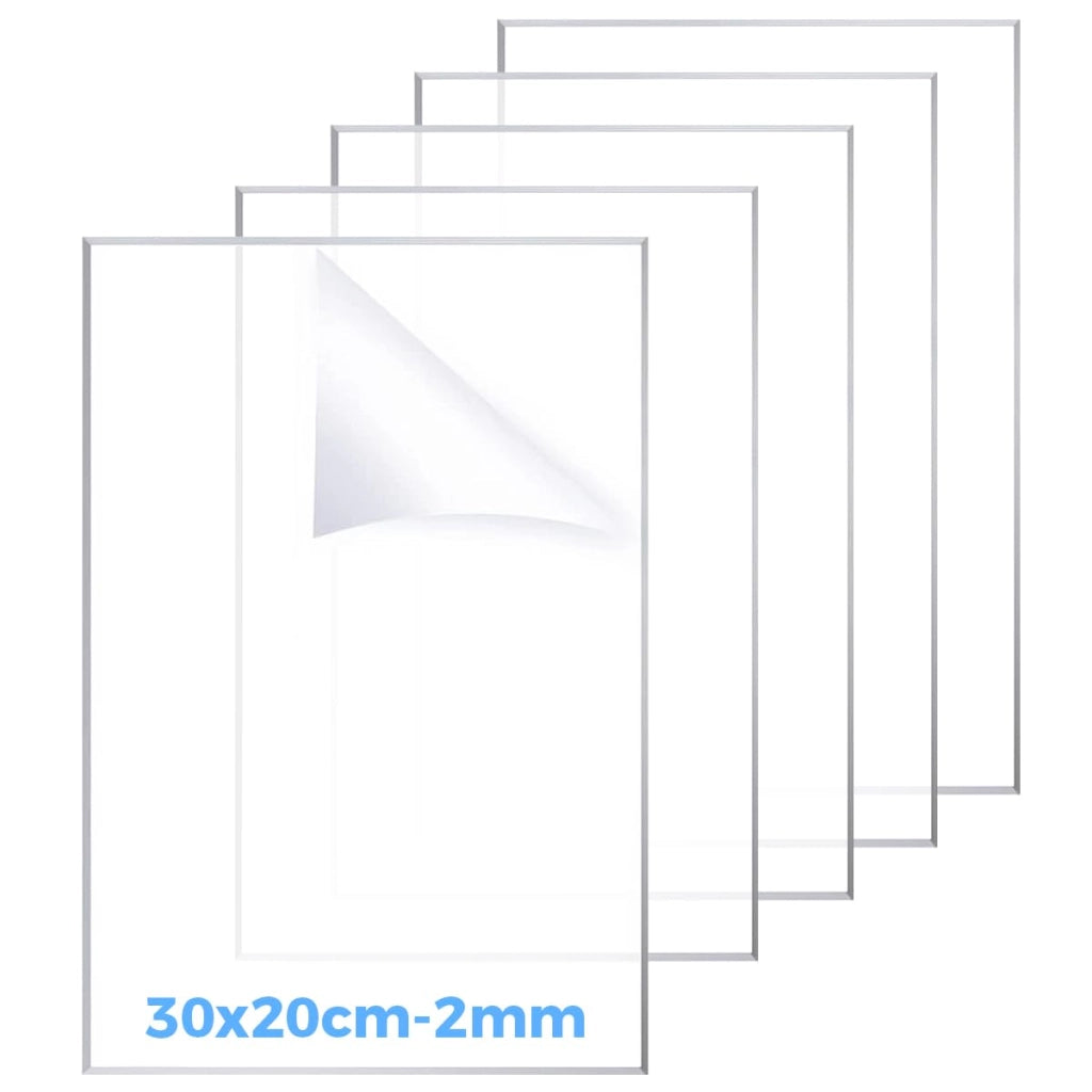 5 lastre di vetro acrilico A4, dimensioni 30x20 cm, trasparenti, spessore 2 mm
