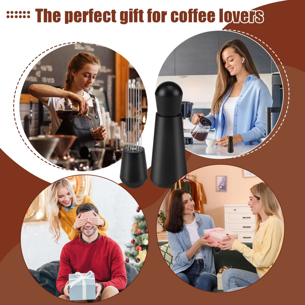 WDT-Tool Espressonadel, 12 aghi, regolabile, in alluminio, colore nero
