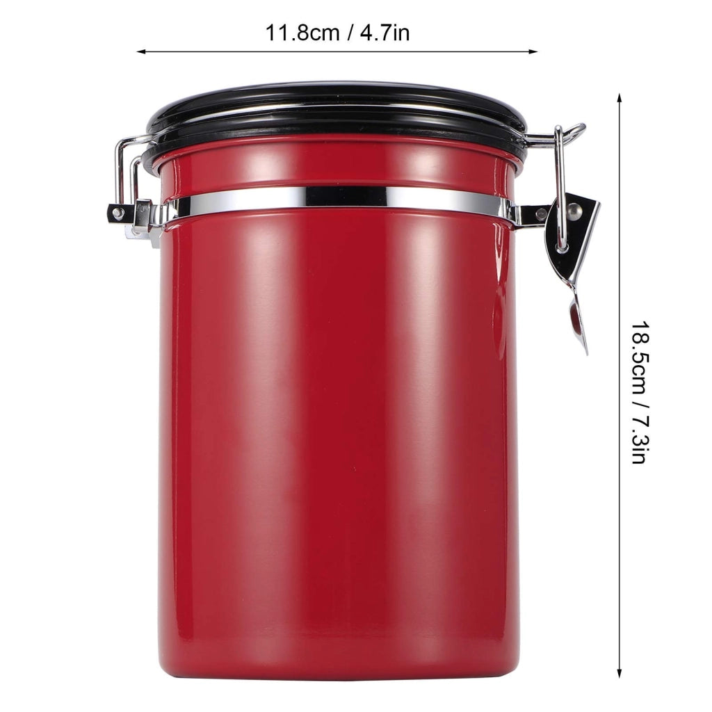 Contenitore per caffè in acciaio inossidabile, 1500 ml, ermetico, colore rosso