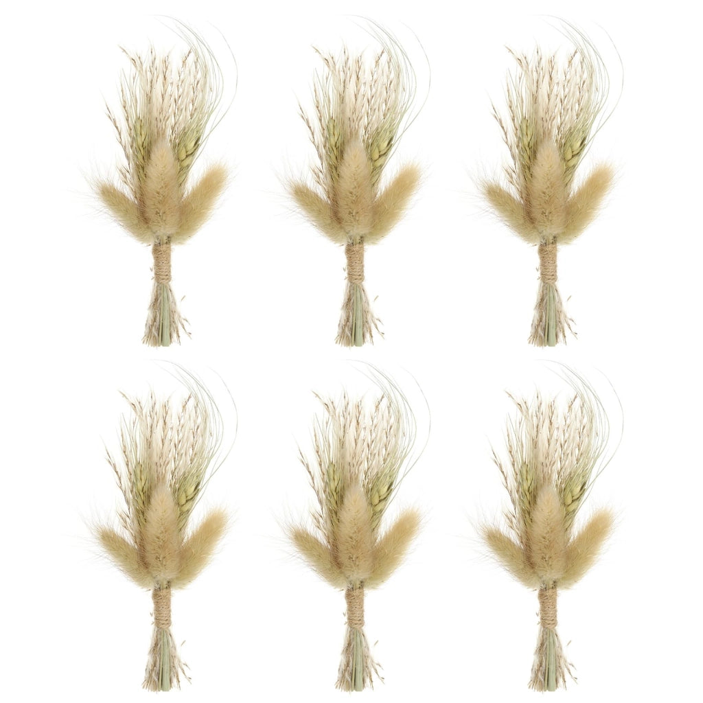 Set di 6 mini-bouquet di fiori secchi, con pampas, color marrone