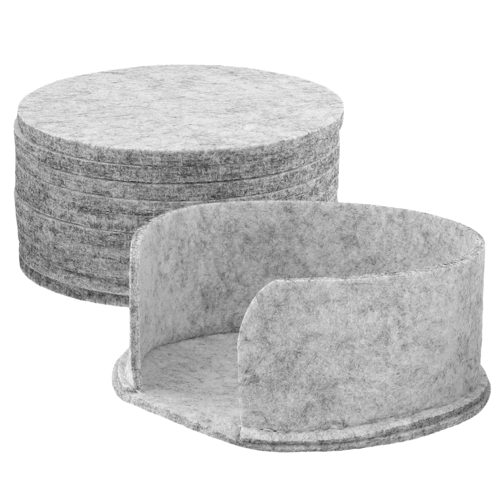 Sottobicchieri rotondi in feltro, diametro 10 cm, confezione da 60 pezzi, color grigio chiaro, con scatola