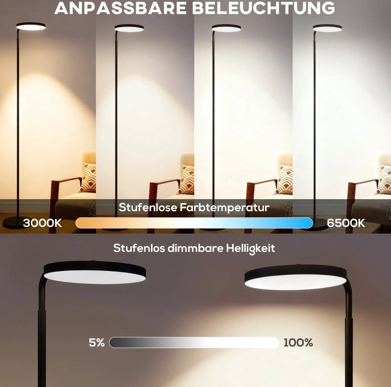 Lampada da terra LED 30 W nera con telecomando magnetico