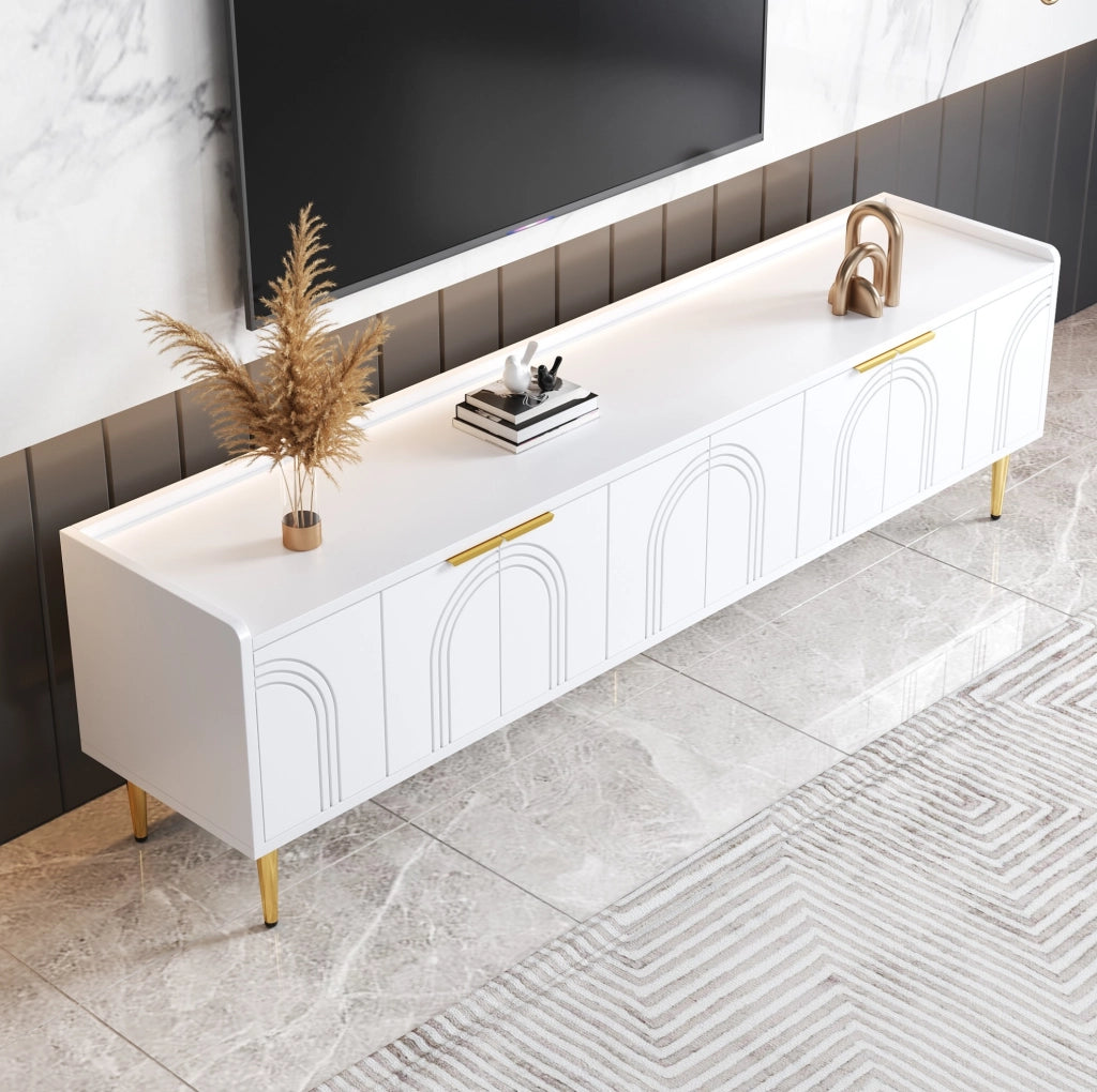 Mobile TV basso 170 x 35 x 47,5 cm in MDF bianco con passacavi