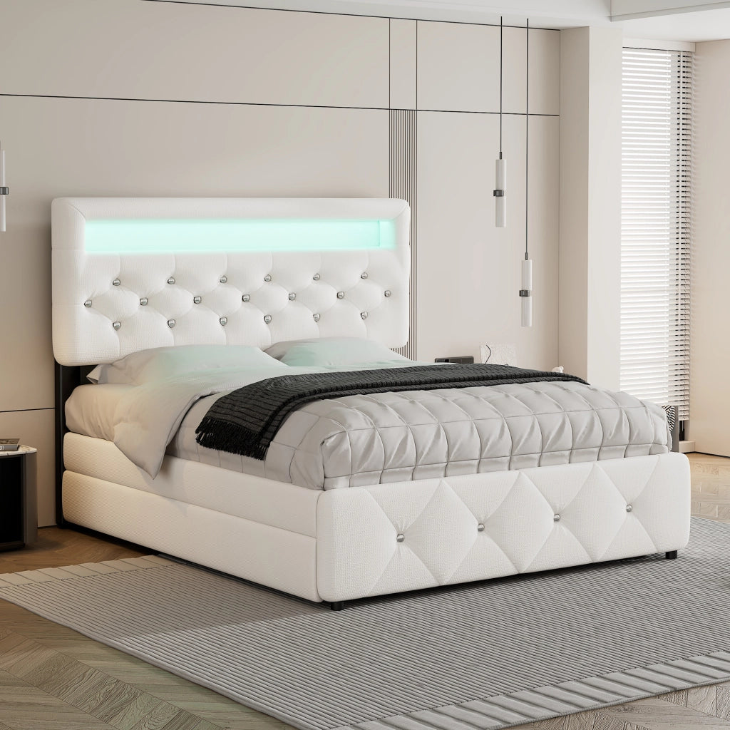 Letto matrimoniale imbottito 140x200 bianco
