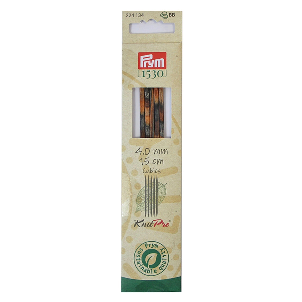 Kousbreinaadeln CUBICS NATURAL, 15 cm, 4,0 mm, legno, confezione da 5 pezzi.