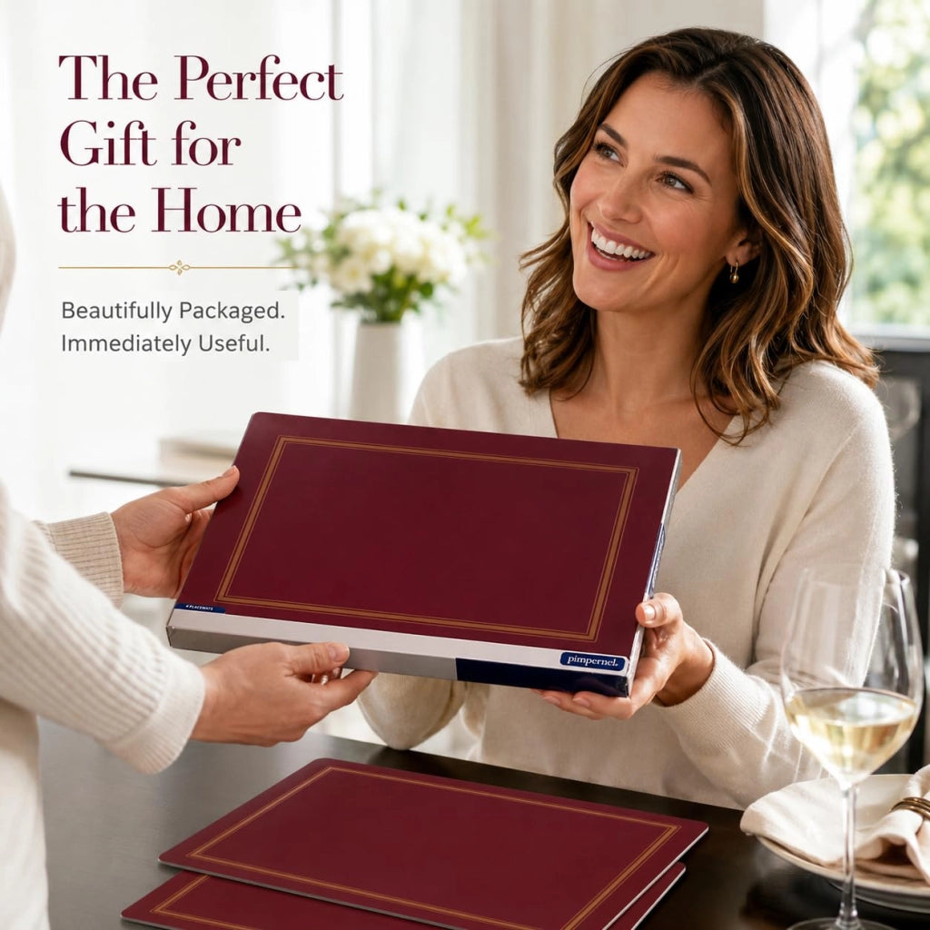 Set di sottopiatti in sughero, 4 pezzi, colore rosso, dimensioni 40 x 29,8 cm, stile classico