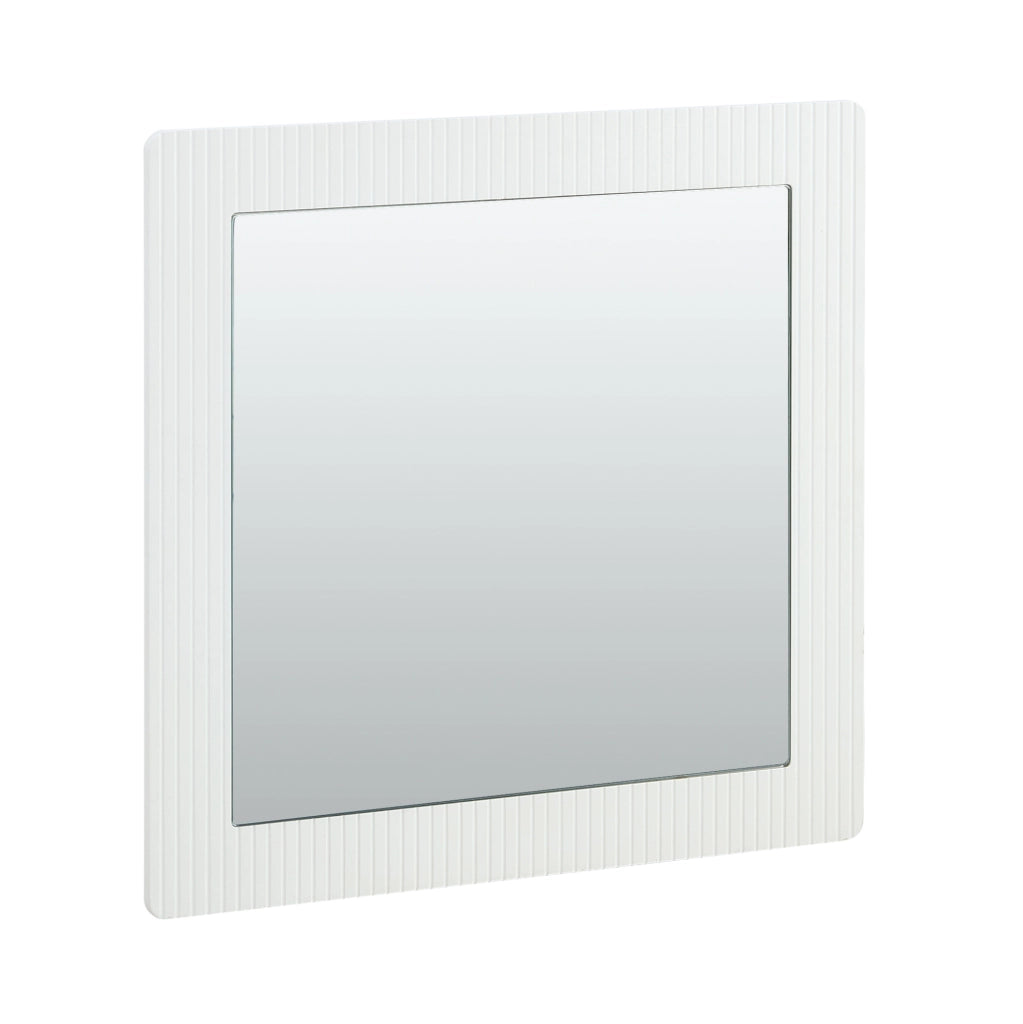 Specchio da parete quadrato 80x80 cm con cornice in MDF bianco a righe verticali