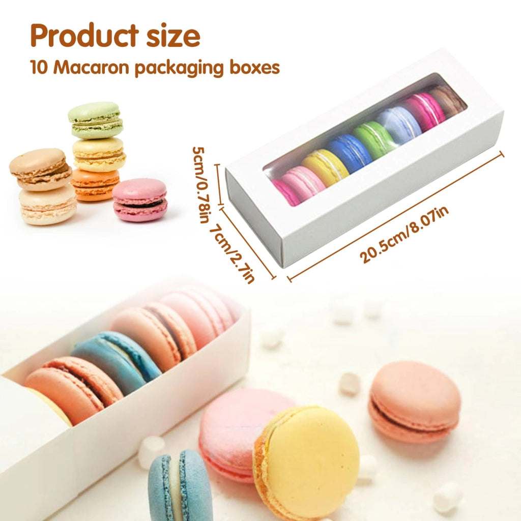 Confezione da 10 scatole per dolci con finestra, dimensioni 20,5x7x5 cm, colore bianco