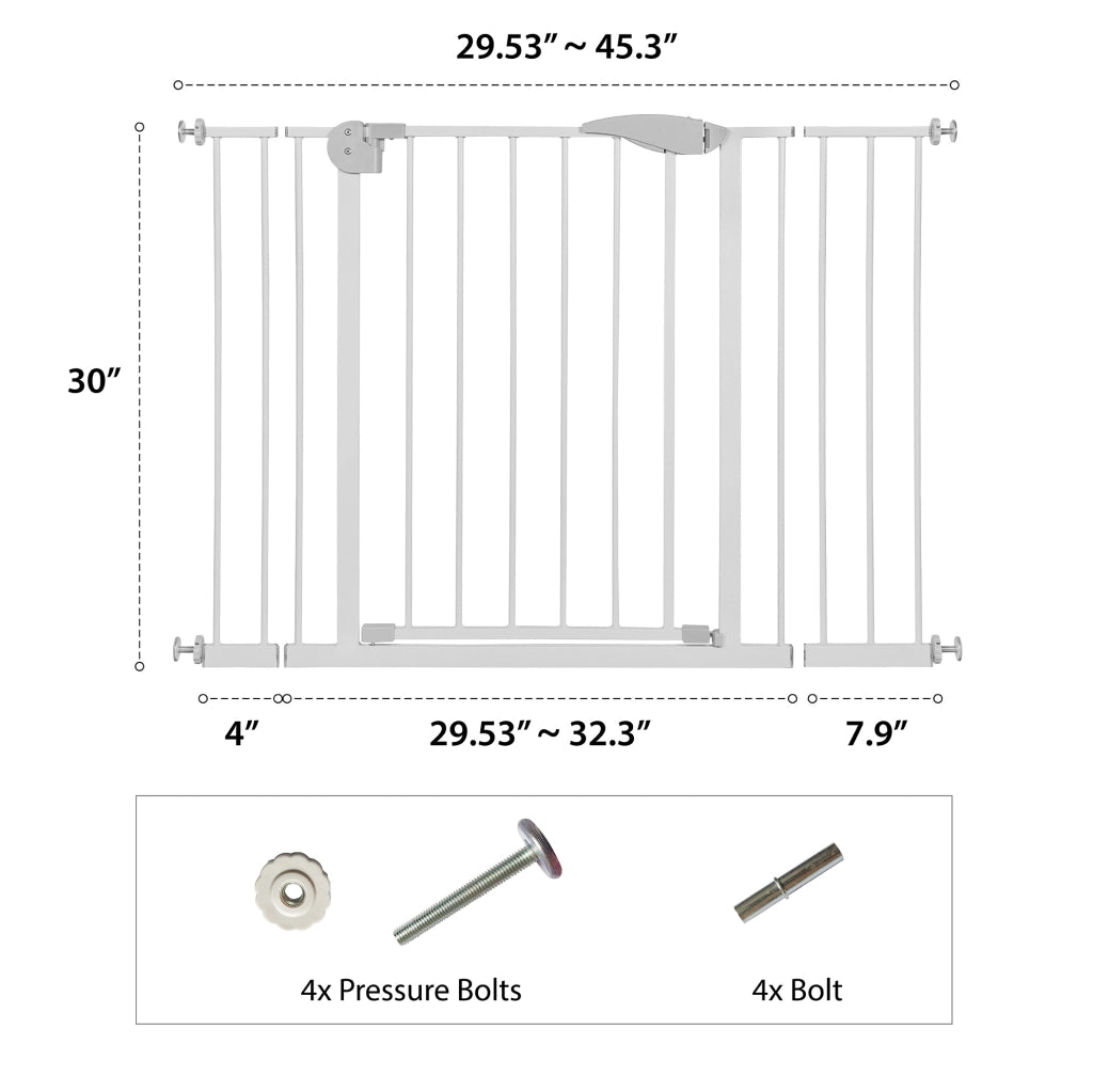 Cancelletto sicurezza bimbi e cani 75-115 cm h 76 cm, metallo bianco, senza foratura