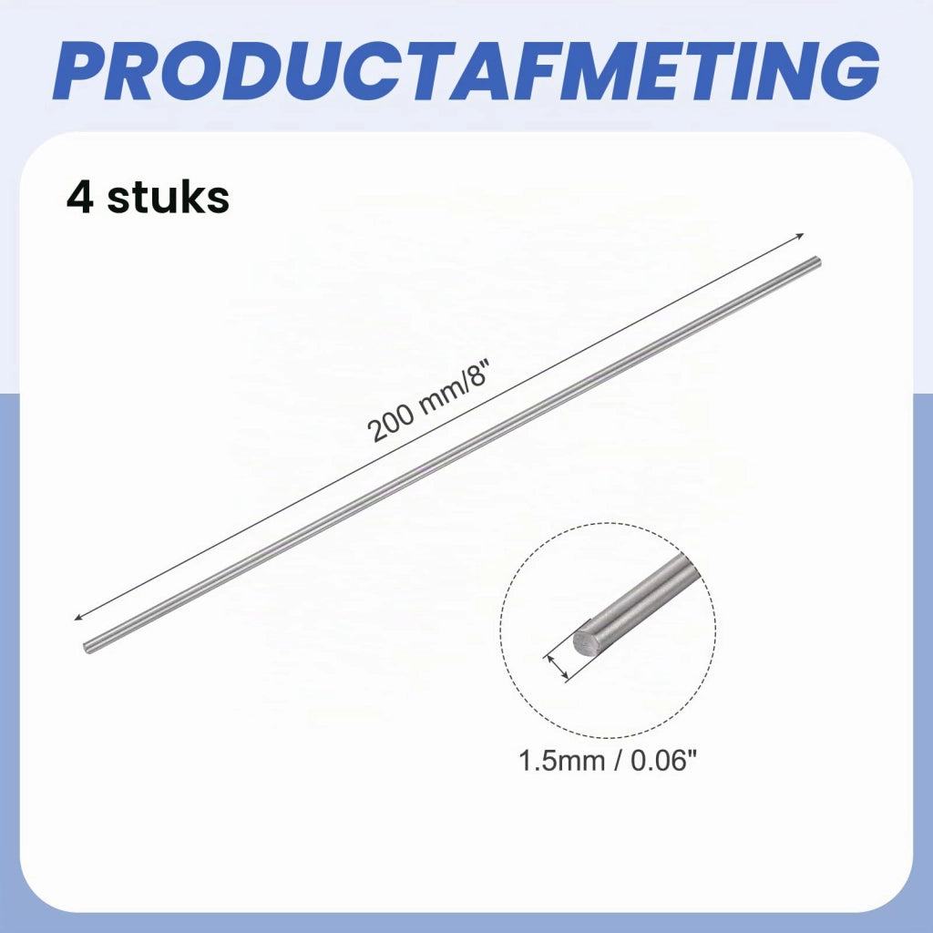 4 barre in titanio, diametro 1,5 mm, lunghezza 20,3 cm, materiale TC4, forma circolare