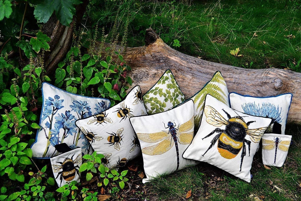 Cuscino decorativo, 43x43 cm, misto cotone, motivo floreale, Queen Bee