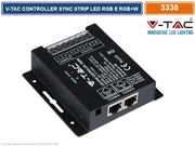 V-TAC VT-2424 CONTROLLER DIMMER SYNC CONNESIONE RJ45 PER STRISCE LED RGB E RGB+W CON TELECOMANDO 4X 6A - SKU 3338