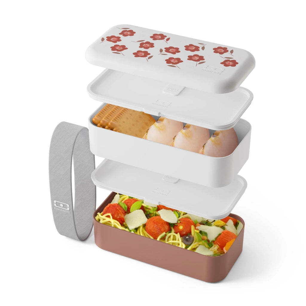 Lunchbox Original Graphic Pink Poppy – Lunchbox adatta al microonde per adulti – Lunchbox ermetica con 2 scomparti – Ideale per lavoro/picnic – Senza BPA – Prodotta in Francia – Papaveri