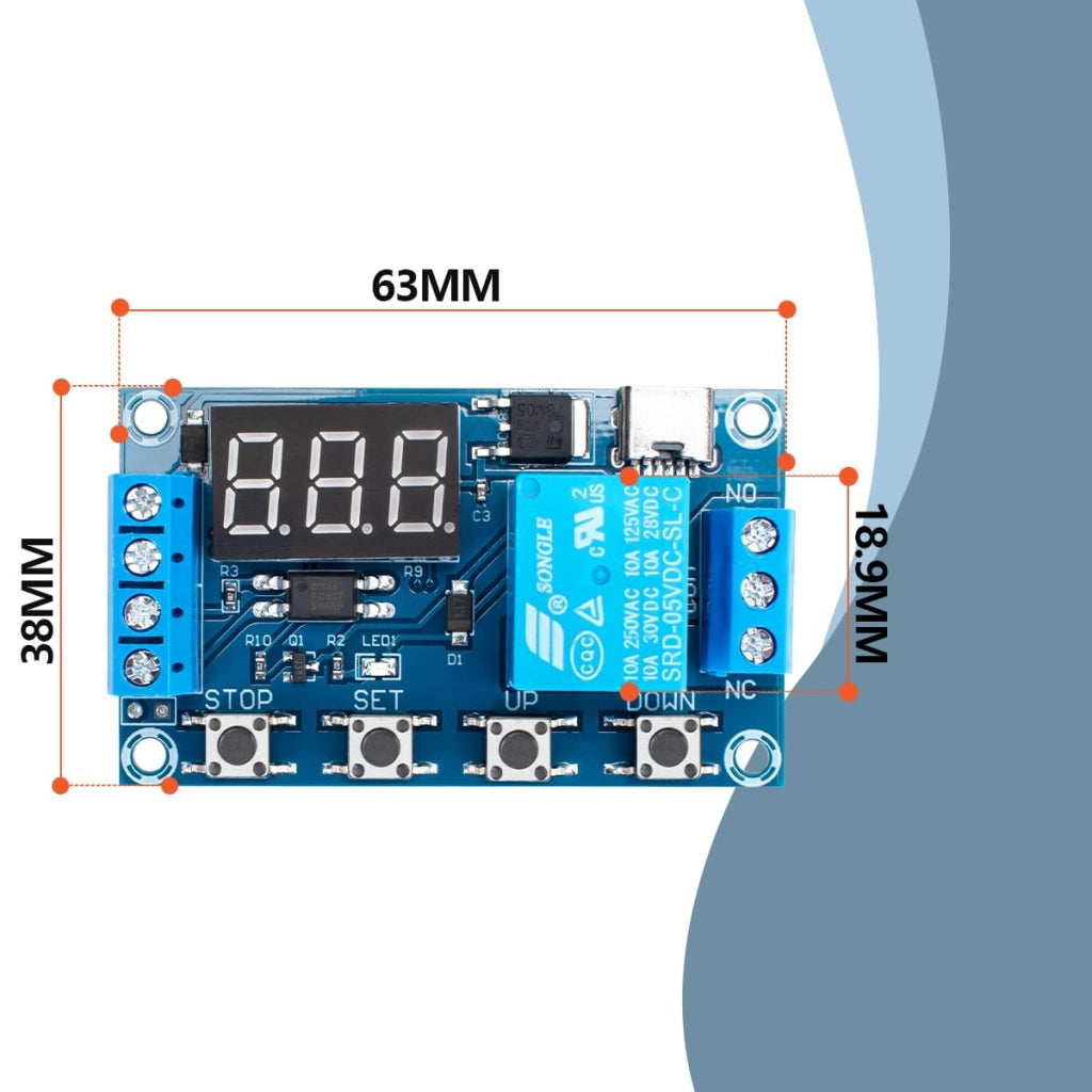 Set di 3 relè di ritardo programmabili, alimentazione DC 6-30V, con display LCD